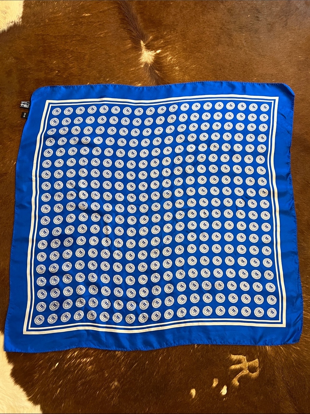 100% Hand Made Silk Blue Printed Scarf